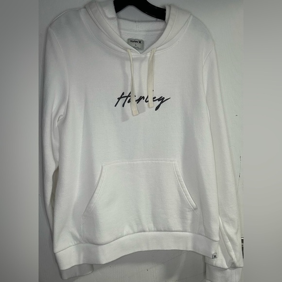 Women's White Billie Script Perf Fleece Pullover Hoodie - Picture 3 of 5